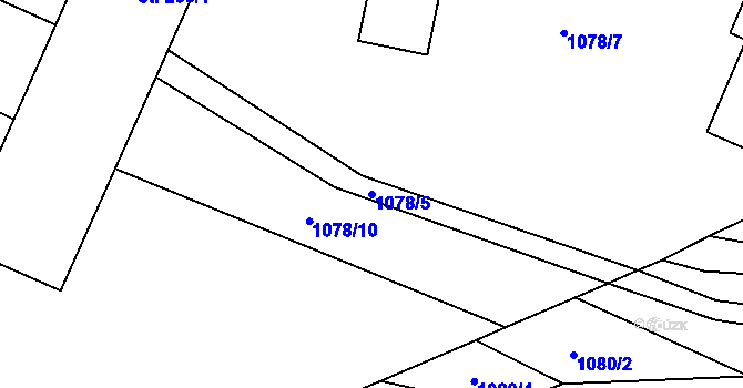 Parcela st. 1078/5 v KÚ Brniště, Katastrální mapa