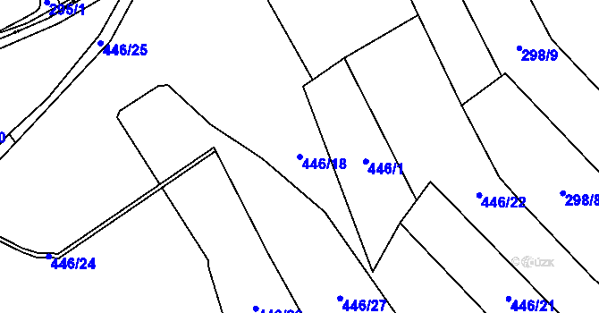 Parcela st. 446/18 v KÚ Hlemýždí, Katastrální mapa