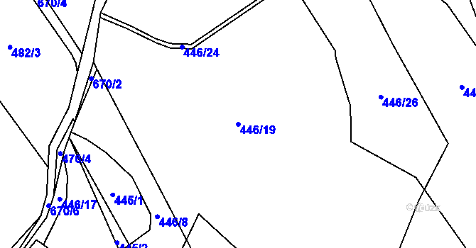 Parcela st. 446/19 v KÚ Hlemýždí, Katastrální mapa