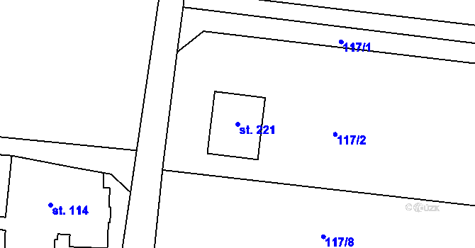 Parcela st. 221 v KÚ Hlemýždí, Katastrální mapa