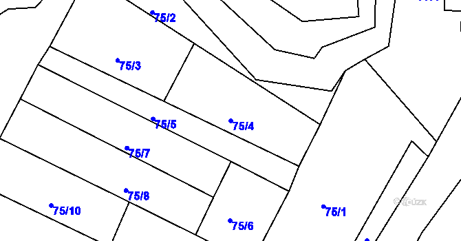 Parcela st. 75/4 v KÚ Hlemýždí, Katastrální mapa