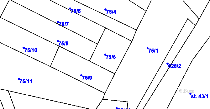 Parcela st. 75/6 v KÚ Hlemýždí, Katastrální mapa