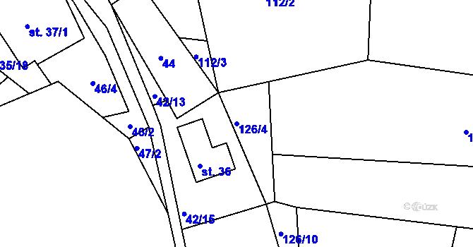 Parcela st. 126/4 v KÚ Hlemýždí, Katastrální mapa