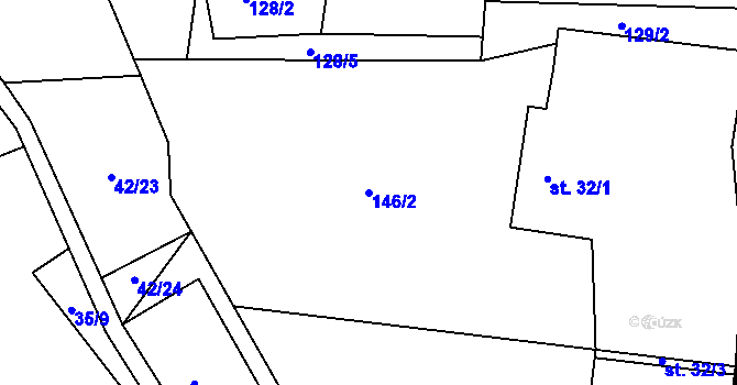 Parcela st. 146/2 v KÚ Hlemýždí, Katastrální mapa