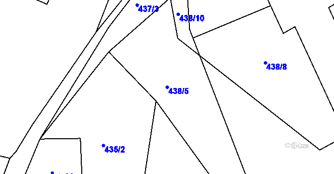 Parcela st. 438/5 v KÚ Hlemýždí, Katastrální mapa