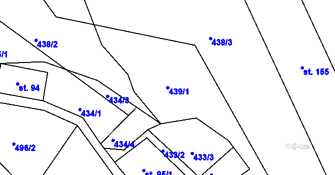 Parcela st. 439/1 v KÚ Hlemýždí, Katastrální mapa