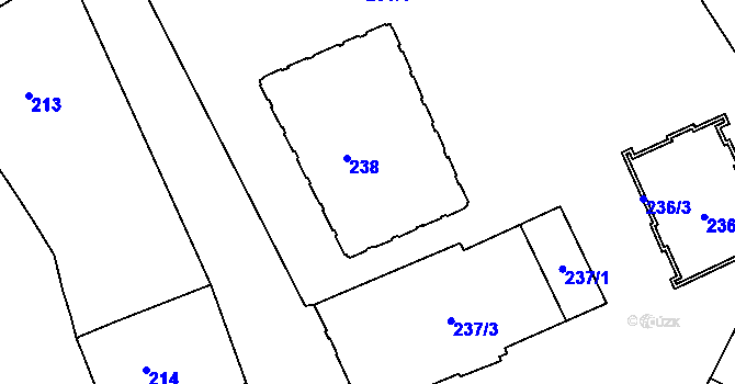 Parcela st. 238 v KÚ Město Brno, Katastrální mapa