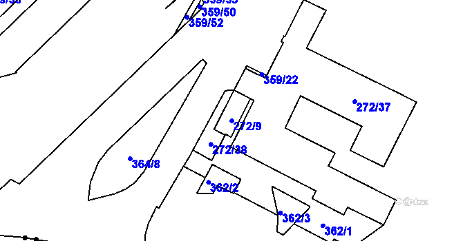 Parcela st. 272/9 v KÚ Město Brno, Katastrální mapa