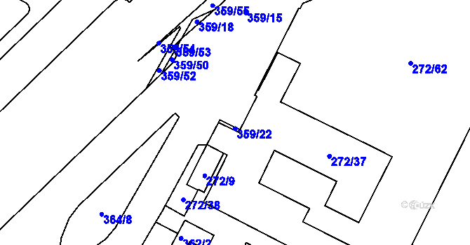 Parcela st. 359/20 v KÚ Město Brno, Katastrální mapa