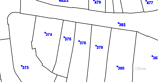 Parcela st. 376 v KÚ Město Brno, Katastrální mapa