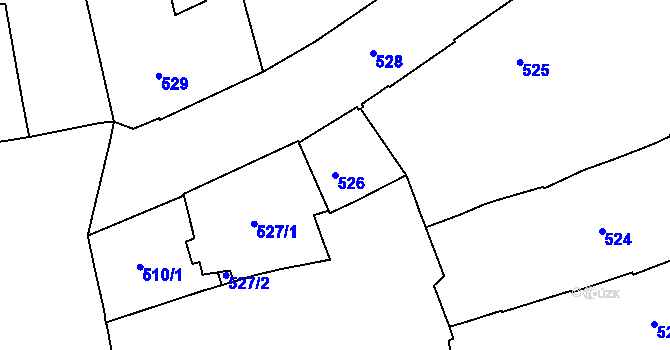 Parcela st. 526 v KÚ Město Brno, Katastrální mapa