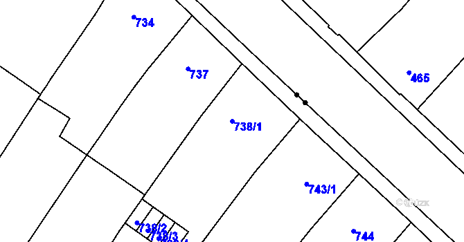 Parcela st. 738/1 v KÚ Město Brno, Katastrální mapa