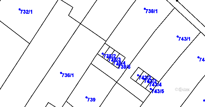Parcela st. 738/2 v KÚ Město Brno, Katastrální mapa