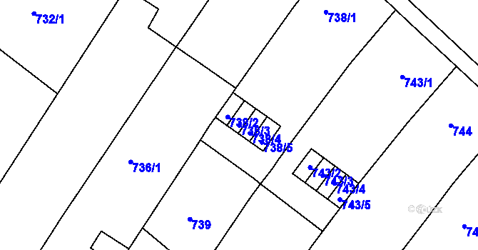 Parcela st. 738/3 v KÚ Město Brno, Katastrální mapa