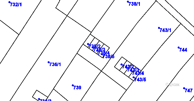 Parcela st. 738/4 v KÚ Město Brno, Katastrální mapa