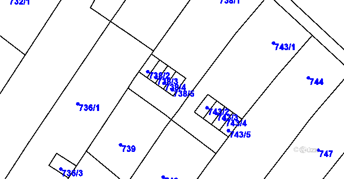 Parcela st. 738/5 v KÚ Město Brno, Katastrální mapa