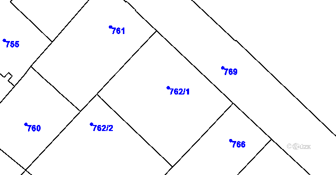 Parcela st. 762/1 v KÚ Město Brno, Katastrální mapa
