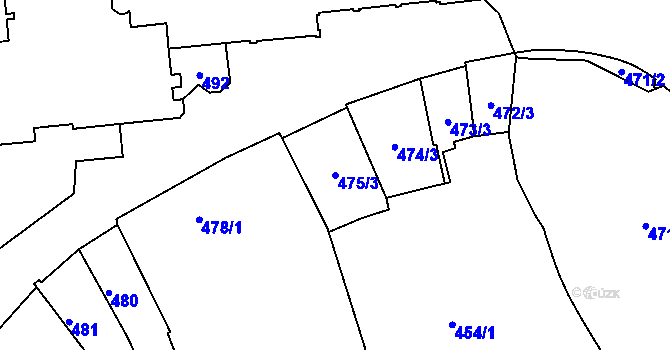 Parcela st. 475/3 v KÚ Město Brno, Katastrální mapa