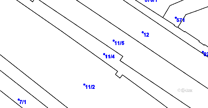 Parcela st. 11/4 v KÚ Město Brno, Katastrální mapa