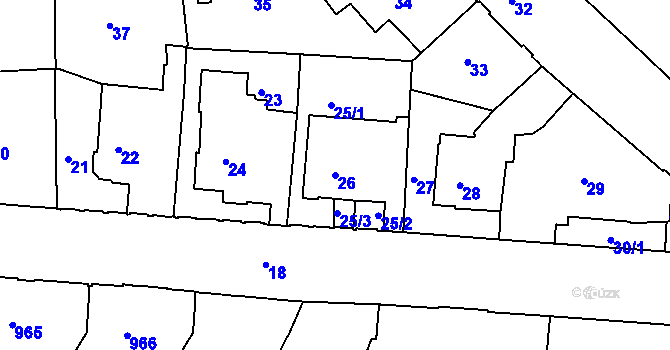 Parcela st. 26 v KÚ Staré Brno, Katastrální mapa