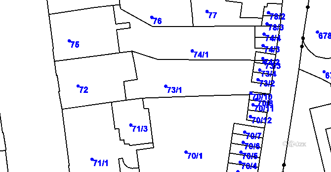 Parcela st. 73/1 v KÚ Staré Brno, Katastrální mapa