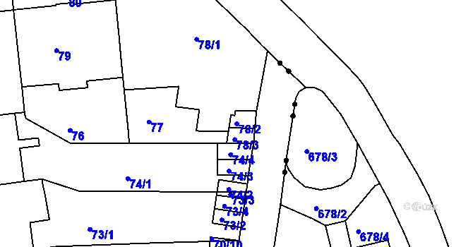 Parcela st. 78/2 v KÚ Staré Brno, Katastrální mapa