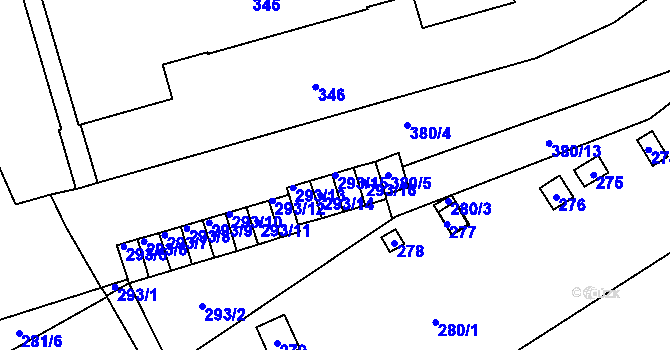 Parcela st. 293/15 v KÚ Staré Brno, Katastrální mapa