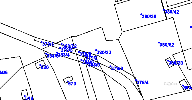 Parcela st. 380/23 v KÚ Staré Brno, Katastrální mapa