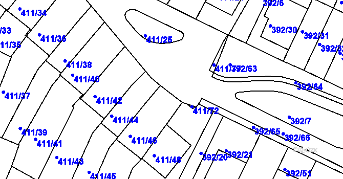 Parcela st. 411/69 v KÚ Staré Brno, Katastrální mapa
