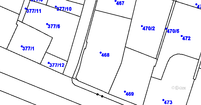 Parcela st. 468 v KÚ Staré Brno, Katastrální mapa