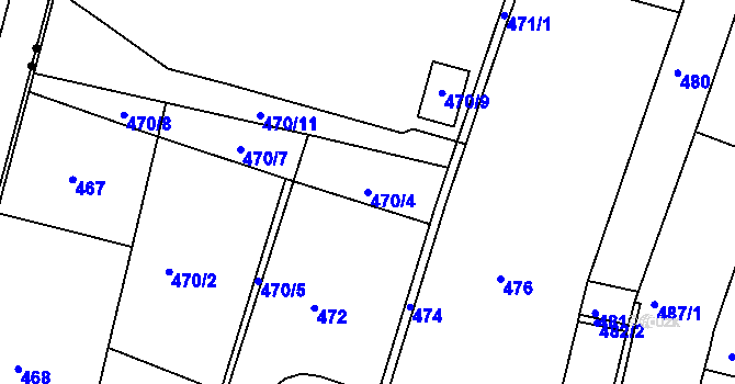 Parcela st. 470/4 v KÚ Staré Brno, Katastrální mapa
