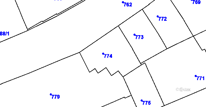 Parcela st. 774 v KÚ Staré Brno, Katastrální mapa