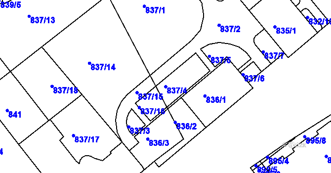 Parcela st. 837/4 v KÚ Staré Brno, Katastrální mapa