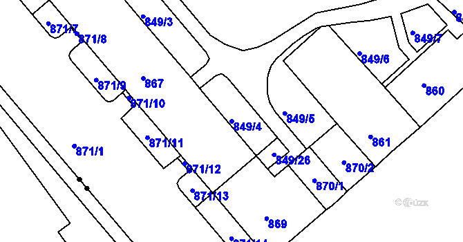 Parcela st. 849/4 v KÚ Staré Brno, Katastrální mapa