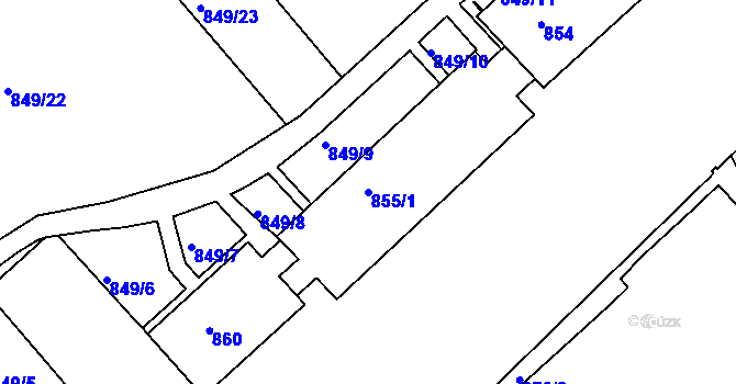 Parcela st. 855/1 v KÚ Staré Brno, Katastrální mapa