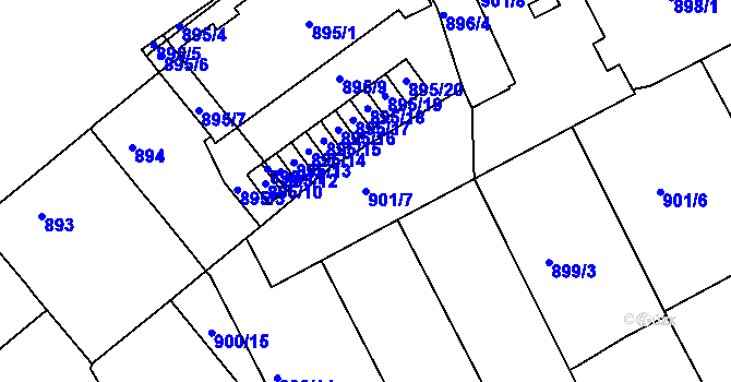 Parcela st. 901/7 v KÚ Staré Brno, Katastrální mapa