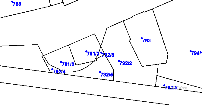 Parcela st. 792/6 v KÚ Staré Brno, Katastrální mapa