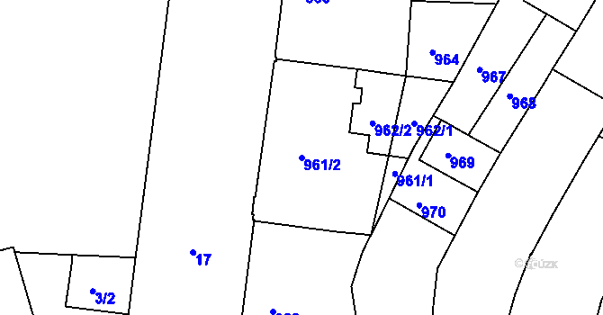 Parcela st. 961/2 v KÚ Staré Brno, Katastrální mapa