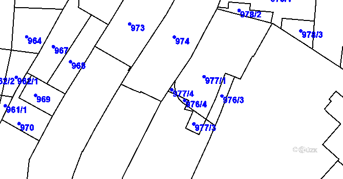 Parcela st. 977/4 v KÚ Staré Brno, Katastrální mapa