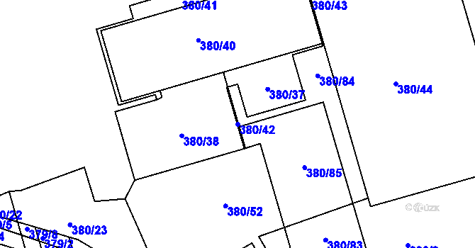 Parcela st. 380/42 v KÚ Staré Brno, Katastrální mapa
