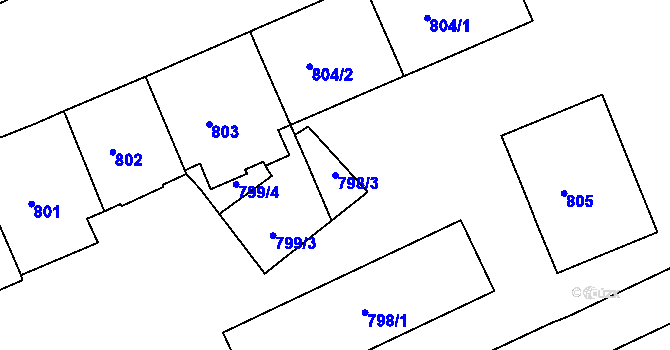 Parcela st. 798/3 v KÚ Staré Brno, Katastrální mapa