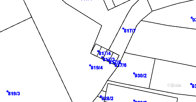 Parcela st. 817/4 v KÚ Staré Brno, Katastrální mapa