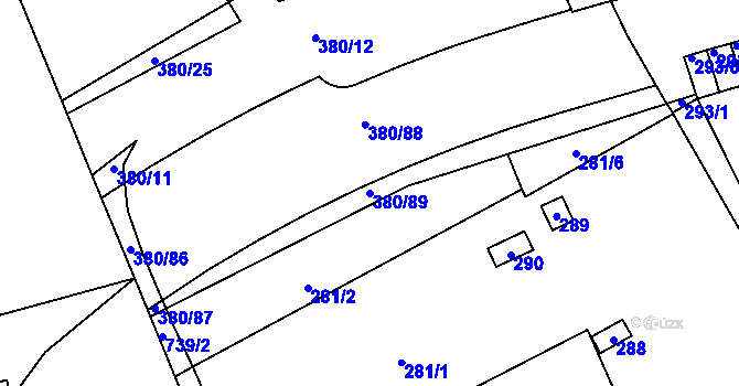 Parcela st. 380/89 v KÚ Staré Brno, Katastrální mapa