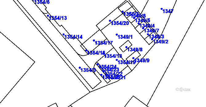 Parcela st. 1354/18 v KÚ Staré Brno, Katastrální mapa