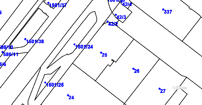 Parcela st. 25 v KÚ Štýřice, Katastrální mapa