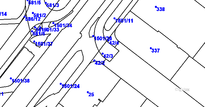 Parcela st. 42/3 v KÚ Štýřice, Katastrální mapa
