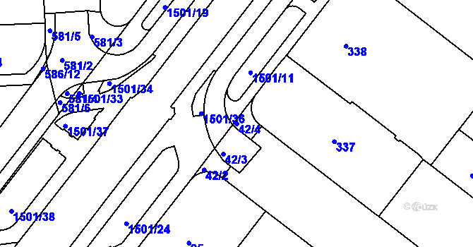 Parcela st. 42/4 v KÚ Štýřice, Katastrální mapa