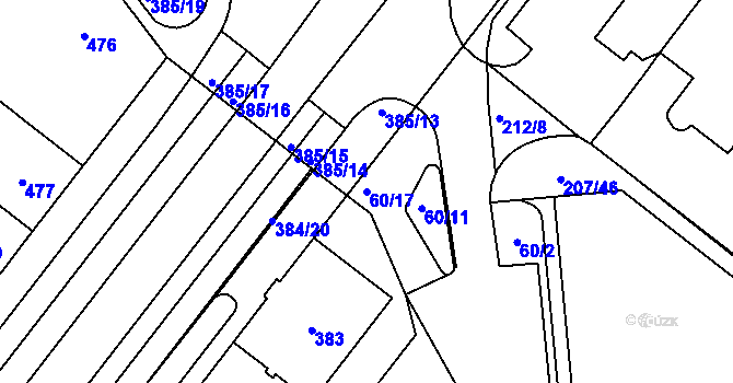 Parcela st. 60/17 v KÚ Štýřice, Katastrální mapa