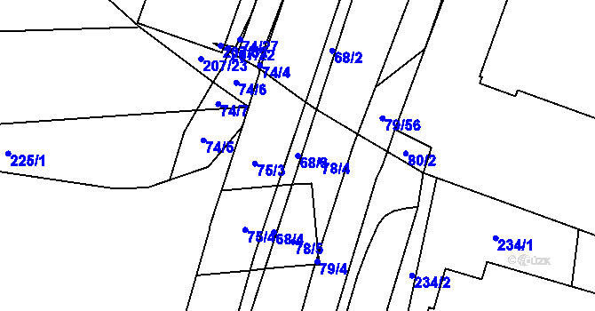Parcela st. 68/3 v KÚ Štýřice, Katastrální mapa
