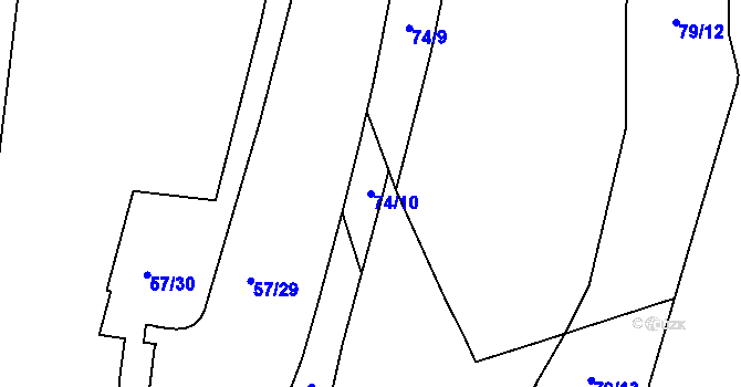 Parcela st. 74/10 v KÚ Štýřice, Katastrální mapa